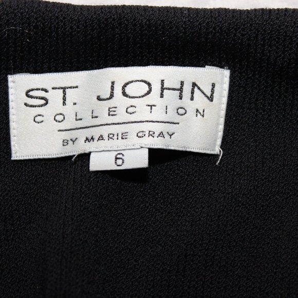 St. John Collection Womens Zip Santana Knit Sweater Jacket Blazer Black Size 6 - Picture 4 of 9